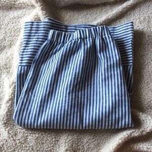 blue and white striped skirt